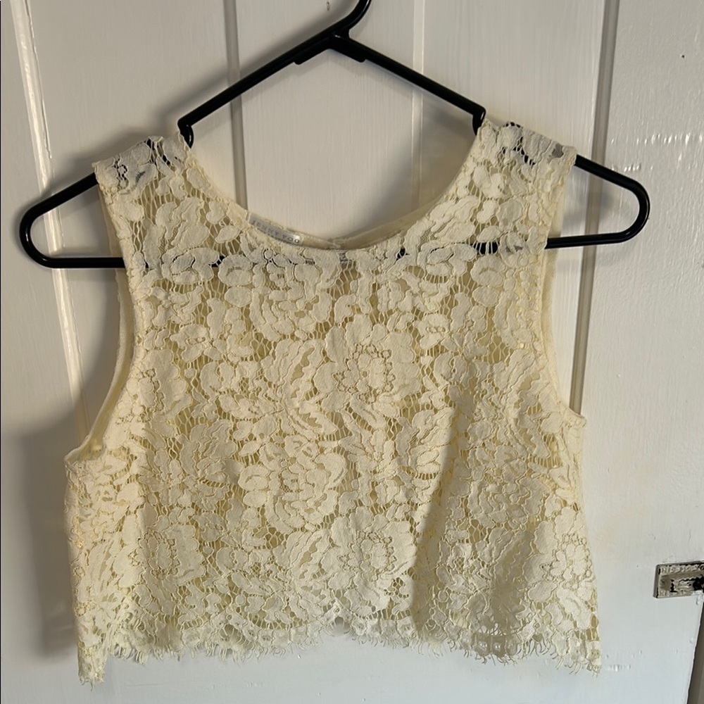 Elegant Cream Lace Crop Top Jenny Yoo
